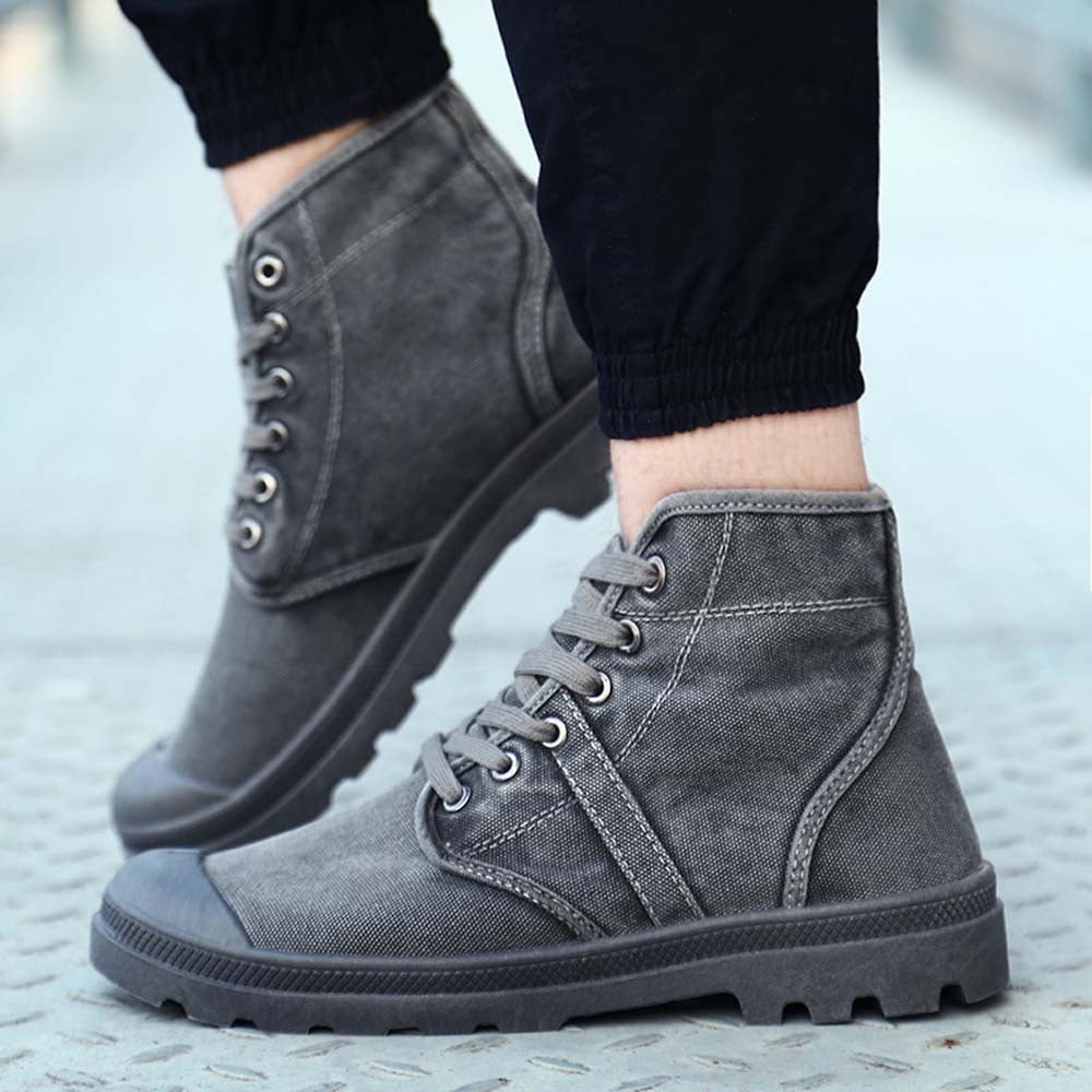 Tangnade Men Shoes Men Fashion High Top Ankle Boots Comfortable Thick Bottom Casual Canvas Shoes Gray 40, Women's