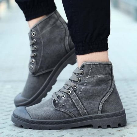

Men Fashion High Top Ankle Boots Comfortable Thick Bottom Casual Canvas Shoes