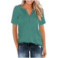 thumbnail image 5 of FAIWAD T Shirts for Women Short Sleeve Crew Neck Button Up Tops Summer Workout Blouses, 5 of 9