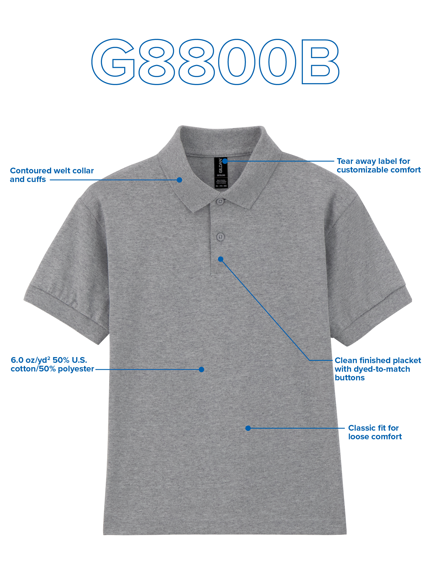 Gildan Youth DryBlend Polo, 3-Pack photo 3