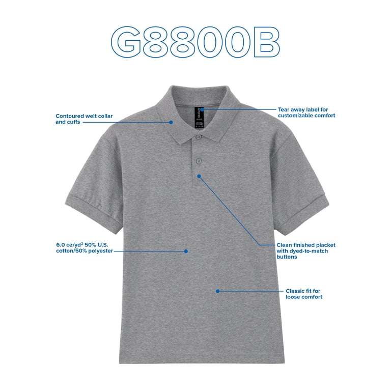 Gildan Youth DryBlend Polo Shirt 3-Pack photo 4