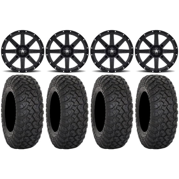 MSA Black Clutch 15" UTV Wheels 35" RT320 Tires Kawasaki Teryx Mule