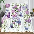 thumbnail image 5 of Vibrant Floral and Butterfly Print Flannel Blanket Soft Comfortable Throw for Travel Sofa Bed Office Decor Ideal Gift for Youngsters Adults Modern Style with Purple Blue Pink Flowers, 5 of 7