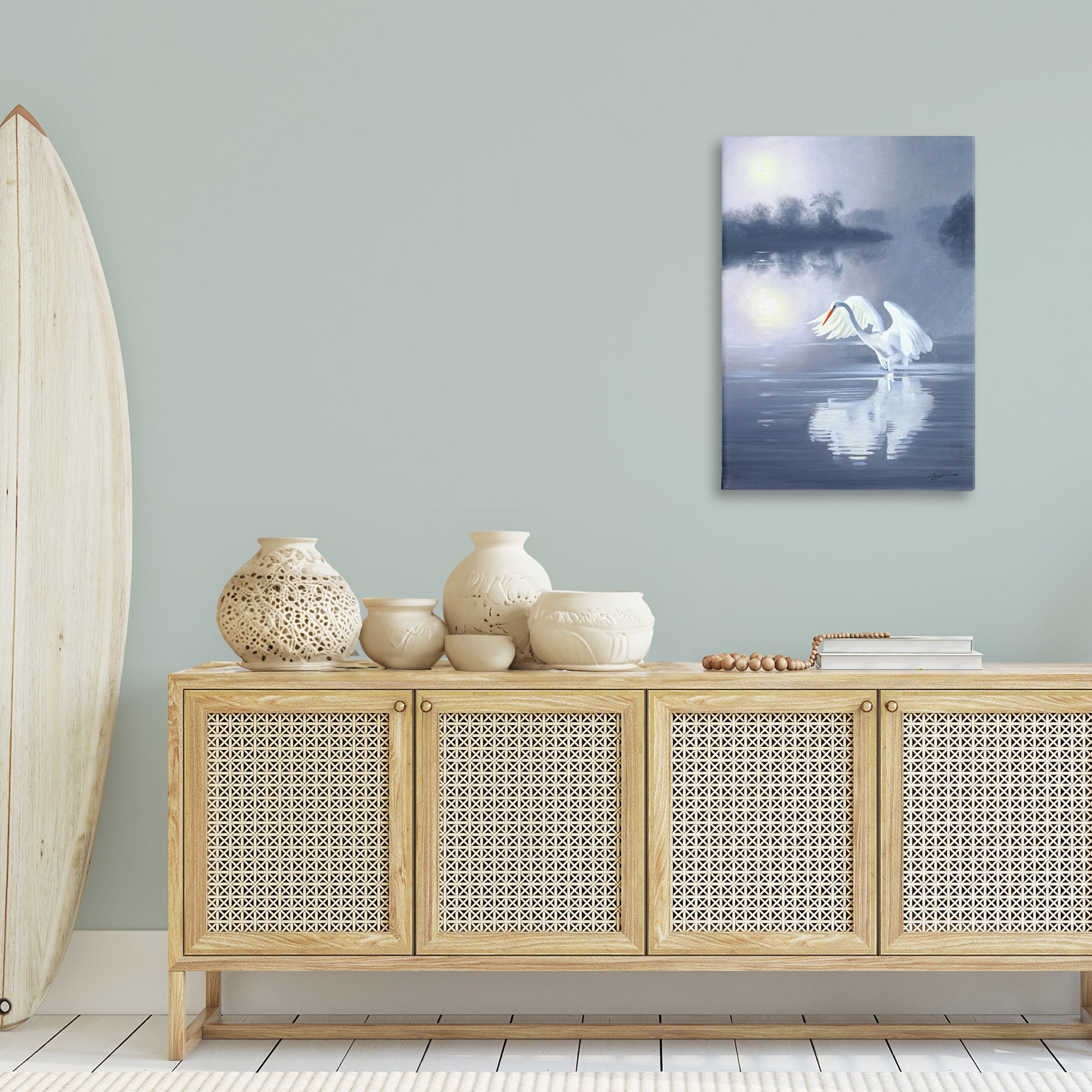 Stupell Industries Egret on Stormy Waters Animals & Insects Painting Gallery Wrapped Canvas Art Print Wall Art, 24 x 36