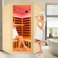 thumbnail image 3 of OUTEXER 2 to 3 Person Infrared Sauna Home Saunas,2100W Low EMF Canadian Hemlock Luxury Indoor Saunas Dry Sauna Home Spa Room with 7 Chromotherapy, Reading Lights, Bluetooth Speakers, Oxygen Bar, 3 of 8