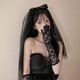thumbnail image 4 of Peinado de novia negro perla de doble capa, vestido de novia sencillo de gasa corta para mujer con peine, despedida de soltera, vestido de iglesia, regalo, baile, Halloween, primera comunión, niña, 4 of 5