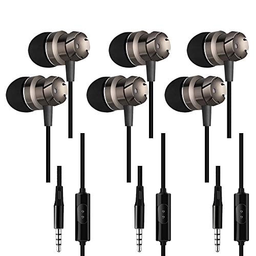 3 paquetes de auriculares con control remoto y micrófono, SourceTon in Ear Earphone Stereo Sound Noise Isolating Tangle Free para teléfonos inteligentes, computadoras portátiles, juegos, se adapta a t