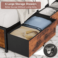 thumbnail image 4 of Satifur Full Bed Frame with 6 Storage Drawers, Metal Platform Bed Frame with 2-Tier Storage Headboard & LED, Built in Charging Station, Noise-Free, No Box Spring Needed, Rustic Brown, 4 of 11