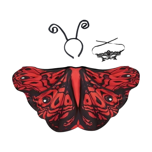 Disfraz de de polilla para Halloween, accesorios fotográficos para fiestas de disfraces, cumpleaños y festivales. Rojo Negro