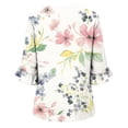 thumbnail image 6 of Levmjia Women's V Neck Floral Blouse Short Sleeve Button Down Top Summer Casual Loose Fit Flowy Shirt with Flutter Sleeves, 6 of 6