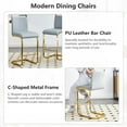 thumbnail image 6 of Sweiko 25in Counter Height Bar Stool Set of 2 PU Leather Bar Chair with Back Kitchen Island Stools with Golden Leg for Dining Room Living Room Pub Cafe Restaurant Light Grey, 6 of 8