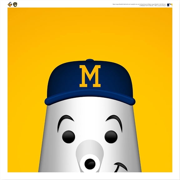 Barrelman Milwaukee Brewers 12'' x 12'' Minimalist Mascot Poster Print