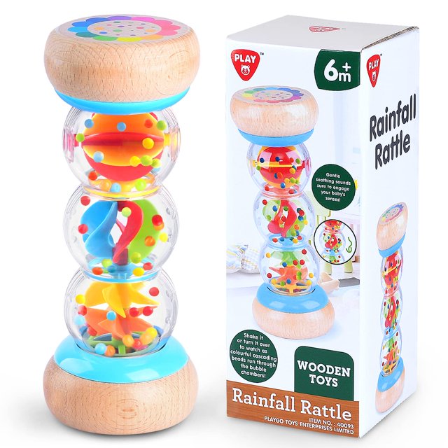 Juguete de madera Rain Stick PLAY Rainmaker de 7 pulgadas para 6 a 12 meses