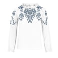 thumbnail image 4 of WREESH Womens Vintage Ethnic Style Blouses Fashion Cotton Linen Embroidery Round Neck Button Long Sleeve Shirt Tops White, 4 of 5