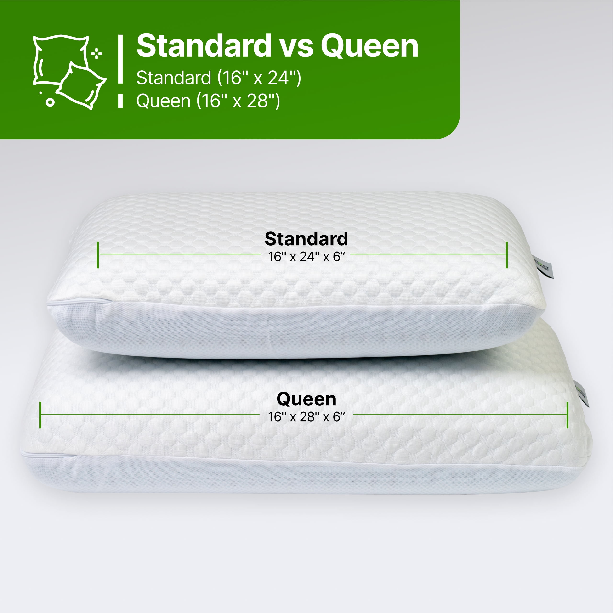 GhostBed Gel Memory Foam Pillows Patented Ventilated Cooling – Standard Size – 2 Pack