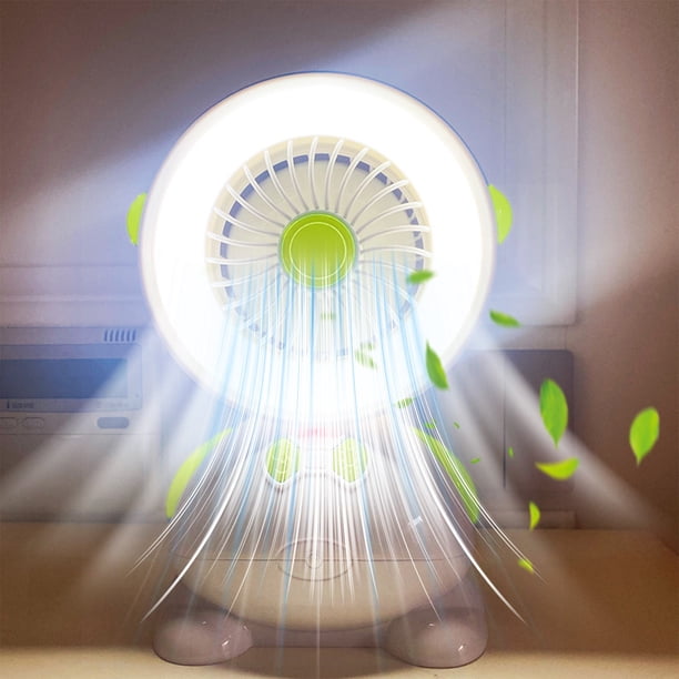 Ventilador de escritorio USB con luces LED | Ventilador portátil y silencioso para el escritorio de la oficina en casa | Ventilador personal con batería o USB y 3 modos de color | Mini ventilador