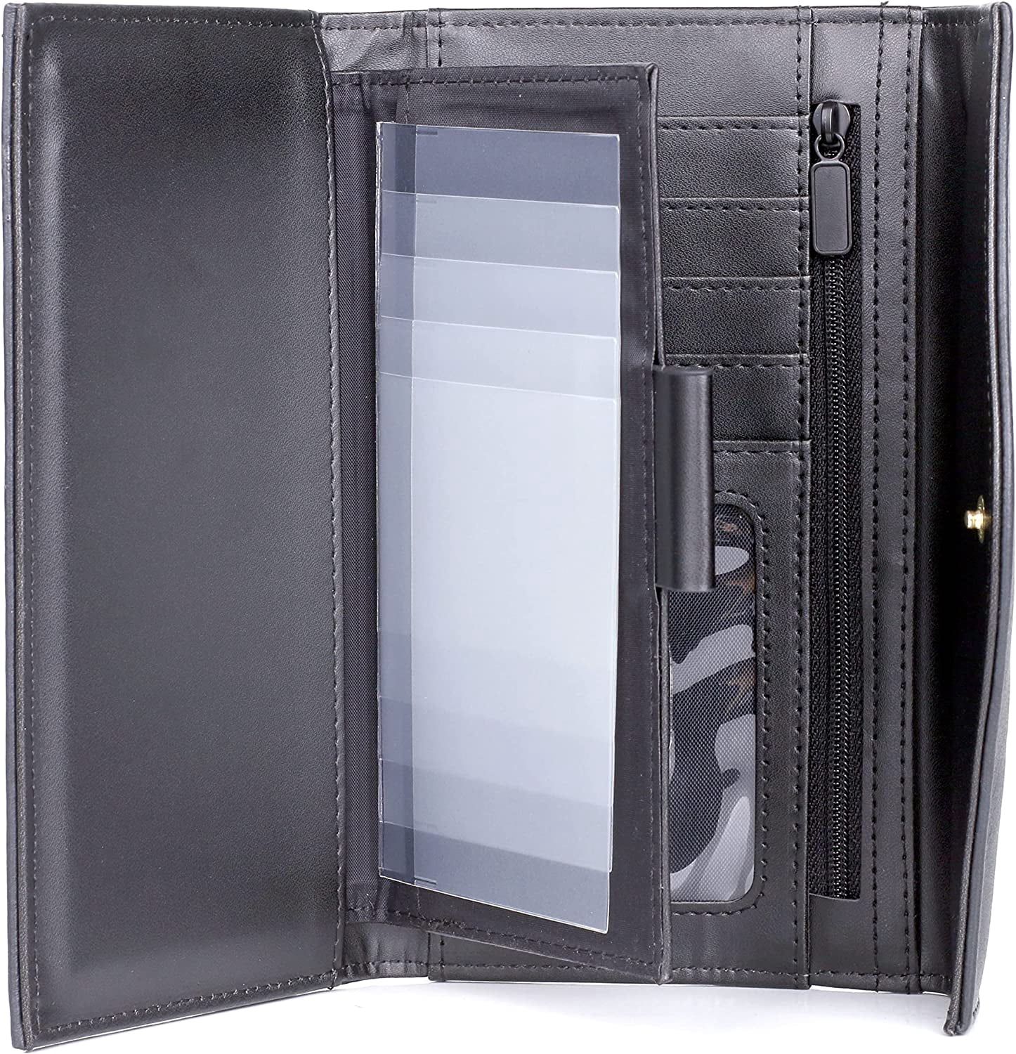 Julia Buxton Women's Heiress Organizer Clutch Leather, Black