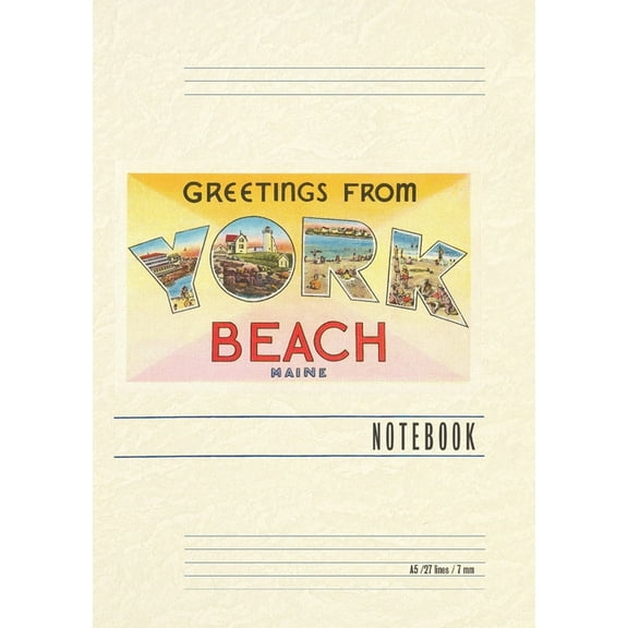 Vintage Lined Notebook Greetings from York Beach, (Paperback)