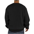 thumbnail image 3 of Buigttklop Mens Loose Fit Oversized Crewneck Waffle Knitted Pullover Sweater Long Sleeve Vintage Textured Ribbed Knit Sweaters, 3 of 5
