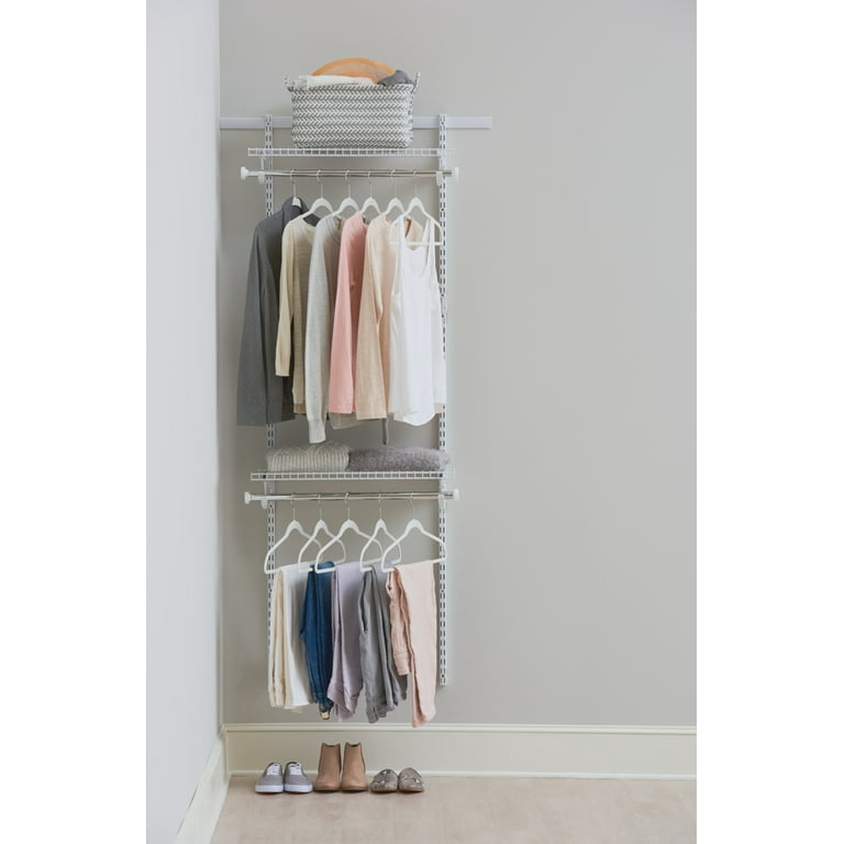 Rubbermaid 2-4ft Steel Expandable Closet Kit Organization Storage Solution, White