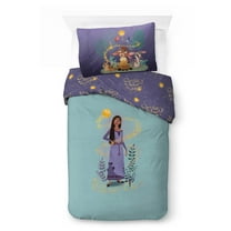 Disney Wish Kids 2-Piece Twin/Full Reversible Comforter and Pillowcase Bedding Set, Microfiber, Purple