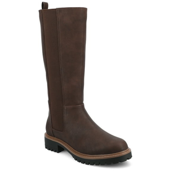 Journee Womens Brandi Knee High Elastic Stretch Round Toe Inside Zipper Wide-Calf Comfort Casual Boots