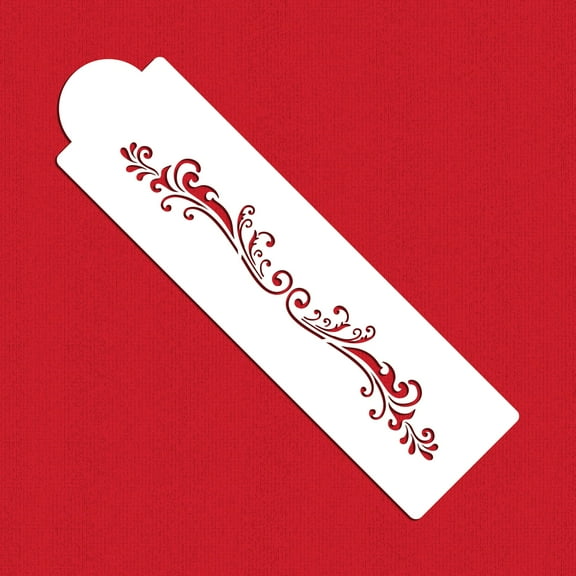 Designer Stencils Florentine Scroll Cake Side Stencil, Beige/Semi-Transparent