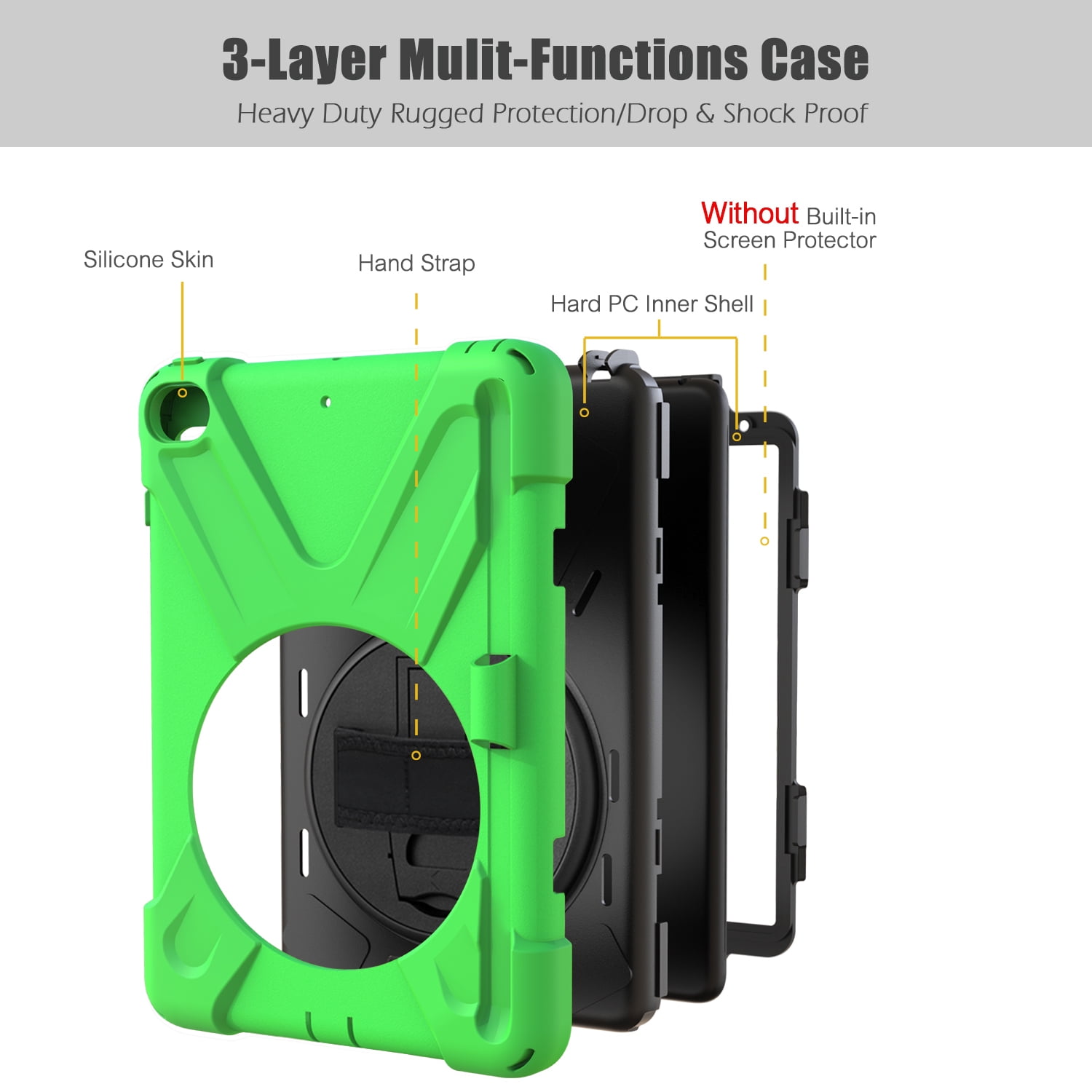 iPad Mini 5 Case for Kids, iPad Mini 5/Mini 4 Case Shockproof, Heavy Duty Protective Rugged iPad Mini Case with Pencil Holder /Kickstand Case for iPad Mini 5th/4th Generation 7.9 Inch - GREEN