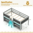 thumbnail image 3 of Gymax Low Loft Bed Twin Size Wooden Bed Frame Kid's Cabin Bed w/ Bookcases Grey, 3 of 10