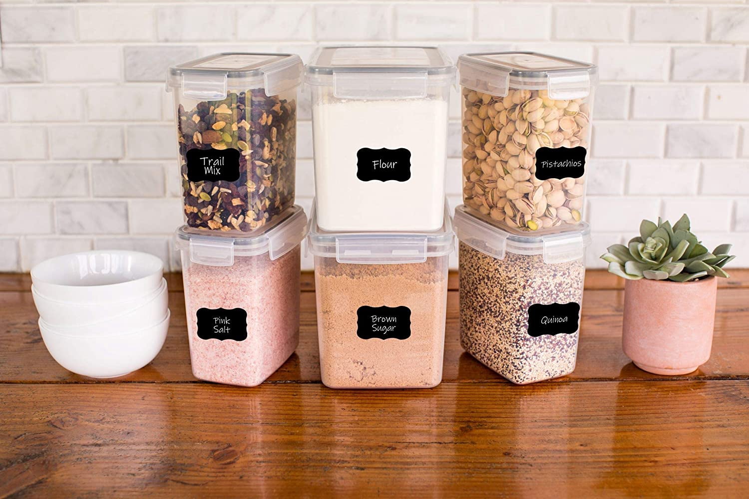 Airtight Food Storage Containers - 6 Piece BPA Free Flour Container and Sugar Container Set. These Containers are Perfect for Flour and Sugar Storage. Includes Free Labels and Marker