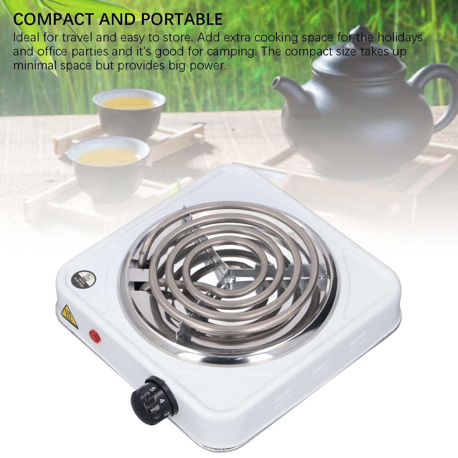 Suodoka 1500W Portable Single‑Coil Electric Hot Plate – Adjustable Temperature, Compact Countertop Stove for Coffee, Tea, Boiling & Warming