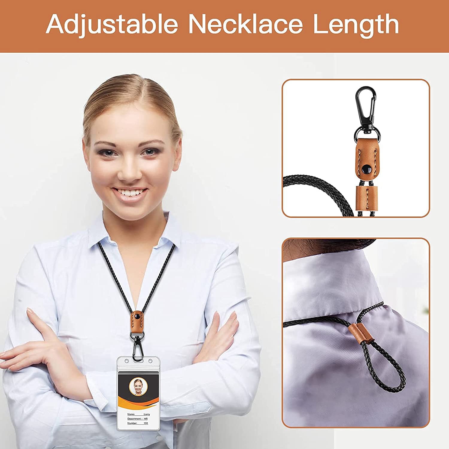 Durable Braided PU Leather Neck Lanyard With Key Chain – Unisex ID Badge Holder For Keys & Cards