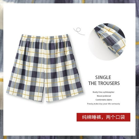 

QWZNDZGR Summer M-4XL New Plaid Knitted Cotton Ladies Pajama Short Pants Pyjama Trousers Women Men Sleep Bottoms Lounge Wear Sleep Pants