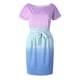 thumbnail image 3 of Puntoco Vestido De Manga Corta Con Cuello Redondo Y Cintura Con Cordones Degradados Para Mujer Púrpura Xxl,Regalos Para Mujer Joven, 3 of 4