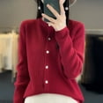 thumbnail image 2 of Breezora Women Standard Button Front Cardigan Sweater Open Knit Round Neck Casual Pullover Top XL Size Wine, 2 of 4