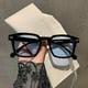 thumbnail image 1 of Nuevas gafas de sol retro 2021, con personalidad de moda, gafas de sol cuadradas con diseño de uñas de arroz, lentes negras y azules brillantes., 1 of 3