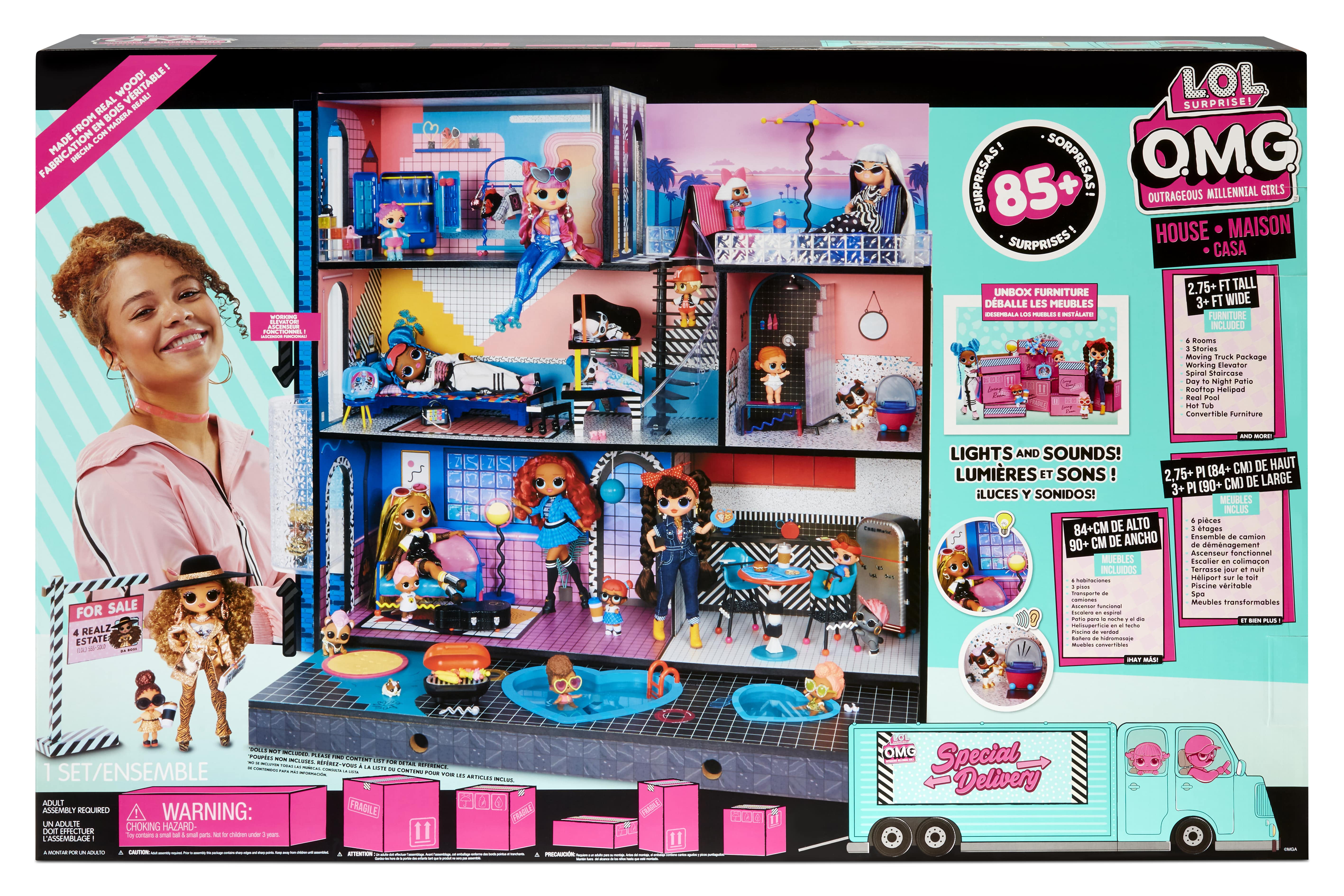 LOL Surprise OMG House of Surprises New Real Wood Doll House w/ 85 Surprises 