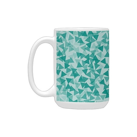 

Turquoise Decor Abstract Triangle Shape Decorative Modern Contemporary Geometric Artwork Ceramic Mug (15 OZ) (Made In USA)