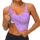 thumbnail image 3 of Fotbe Lilac Glittering Sujetador Deportivo Largo sin Aros para Mujer con Almohadillas y Soporte Medio, Transpirable y Absorbente, Camiseta Tipo Chaleco o Tank Top-XX-Large, 3 of 8