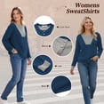 thumbnail image 3 of TEMOFON Sweatshirts for Women Fall clothes V Neck Patchwork Button Up Long Sleeve Shirts for Winter Tops Casual Loose Sweat Shirts Black 2XL, 3 of 9