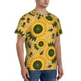 thumbnail image 4 of Yiaed Bees and Sunflowers Print Mens Short Sleeve Tight Fit T-Shirt, Crewneck Casual Tee-XX-Large, 4 of 5