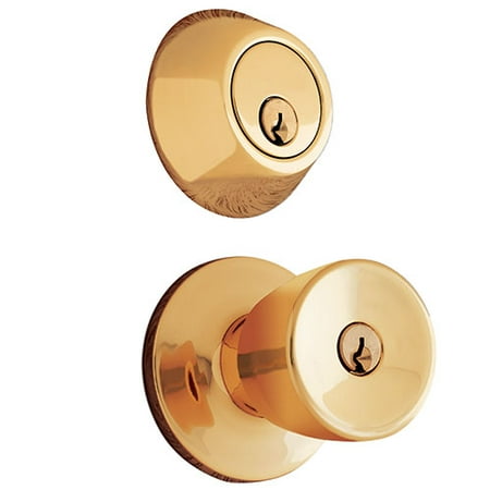 Mountain Security Keyed Entry Door Knob Tulip & Deadbolt Combo Pack, Polished