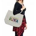 thumbnail image 2 of Olivia Shopping Bag, Colorful Balloons with Cartoon Style Composition Letter Cake Girl Name Illustration, Eco-Friendly Reusable Bag for Groceries Beach and More, 15.5" X 14.5", Cream, by Ambesonne, 2 of 2