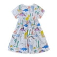 thumbnail image 4 of AOMPMSDX Toddler Girls Child Short Sleeve Dinosaur Prints Summer Beach Sundress Party Dresses Princess Dress White 3T, 4 of 6
