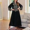 thumbnail image 5 of Xuniizn Muslim Dresses for Women, Maxi Long SLeeve V Neck Embroidery Fall Loose Dress, Soft Comfy Elegant Ethnic Dress, 5 of 6