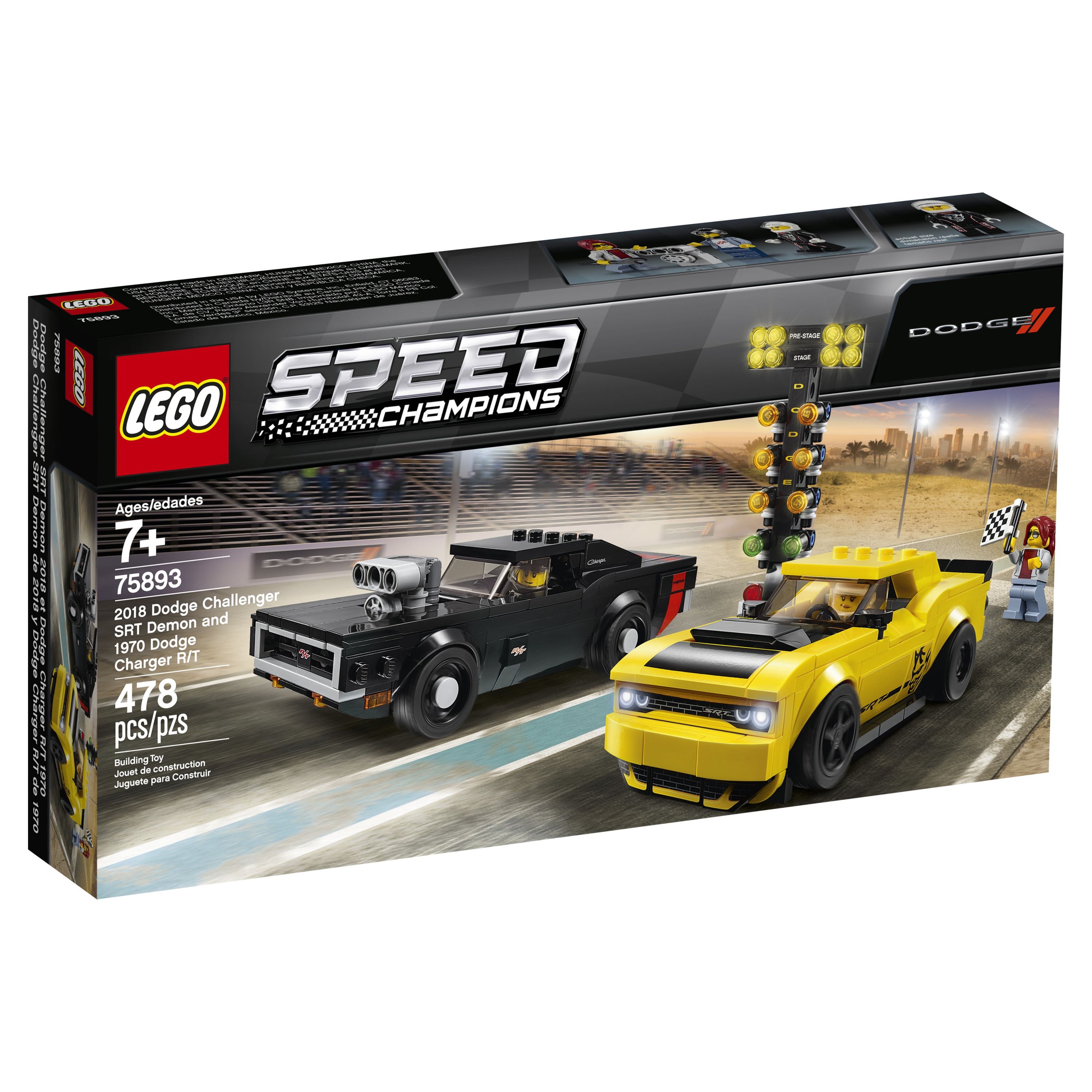 LEGO Speed Champions 2018 Dodge Challenger SRT Demon and 1970 75893 Building Car - image 4 of 5