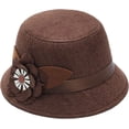 thumbnail image 6 of CoCopeaunts Women Bucket Hat Spring Autumn Linen Breathable Sun Shade Big Flower Decoration Belt Fashion Monochrome Bucket Cap, 6 of 8