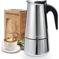 thumbnail image 1 of Cafetière Italienne, Cafetière Moka en Acier Inoxydable Cafetière à Pression 300 ml Grande Capacité Compatible avec Plaque à Induction avec Poignée Ergonomique, 1 of 5