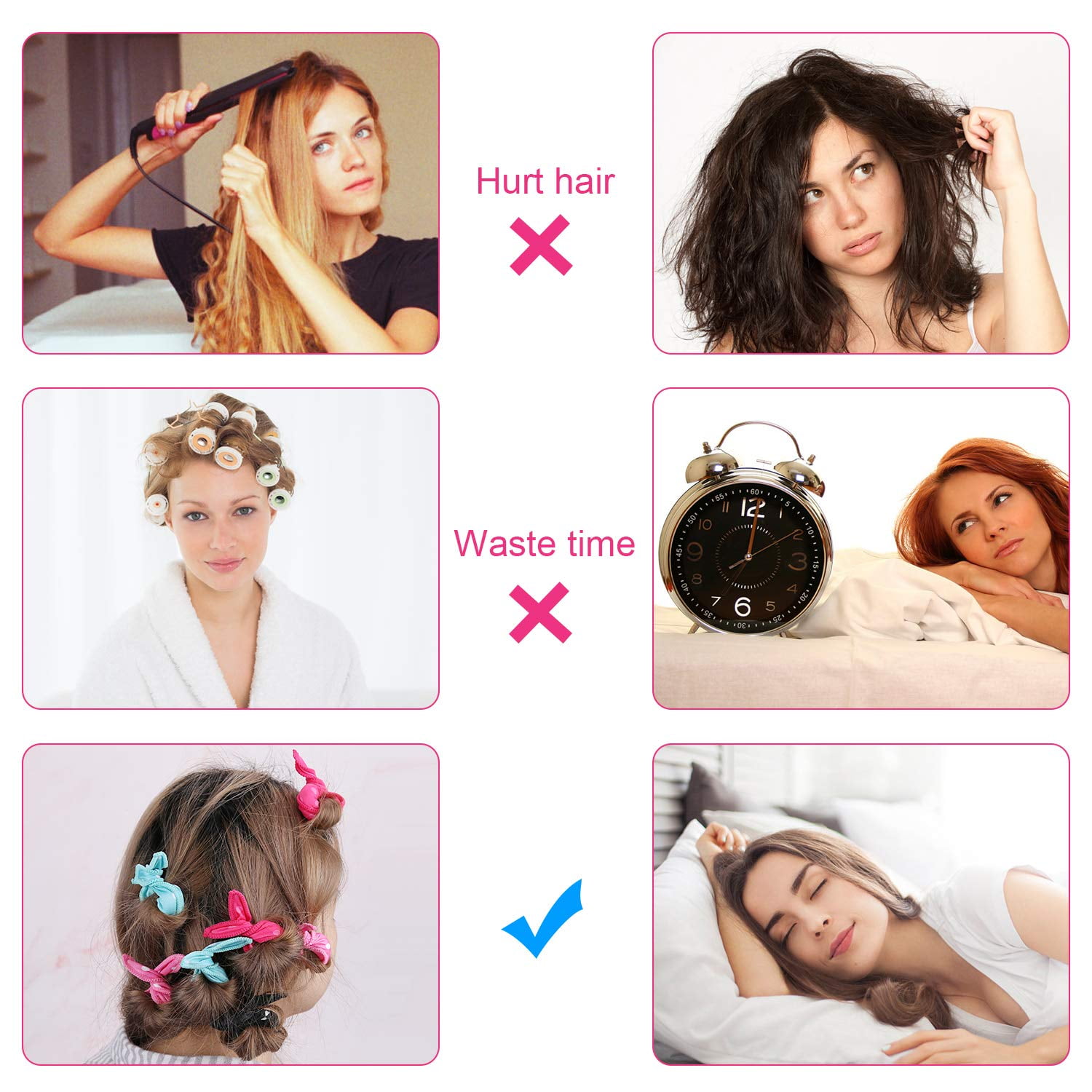 12 pcs No Heat Curlers You Can Sleep in Hair Rollers for Long Hair DIY 6 Colors Walmart