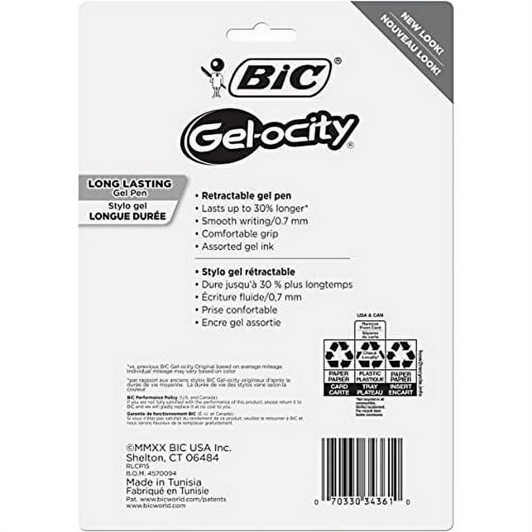 15 Counts BiC Gel-ocity Retractable Gel Pens Medium-Point 0.7mm Vivid  Colors